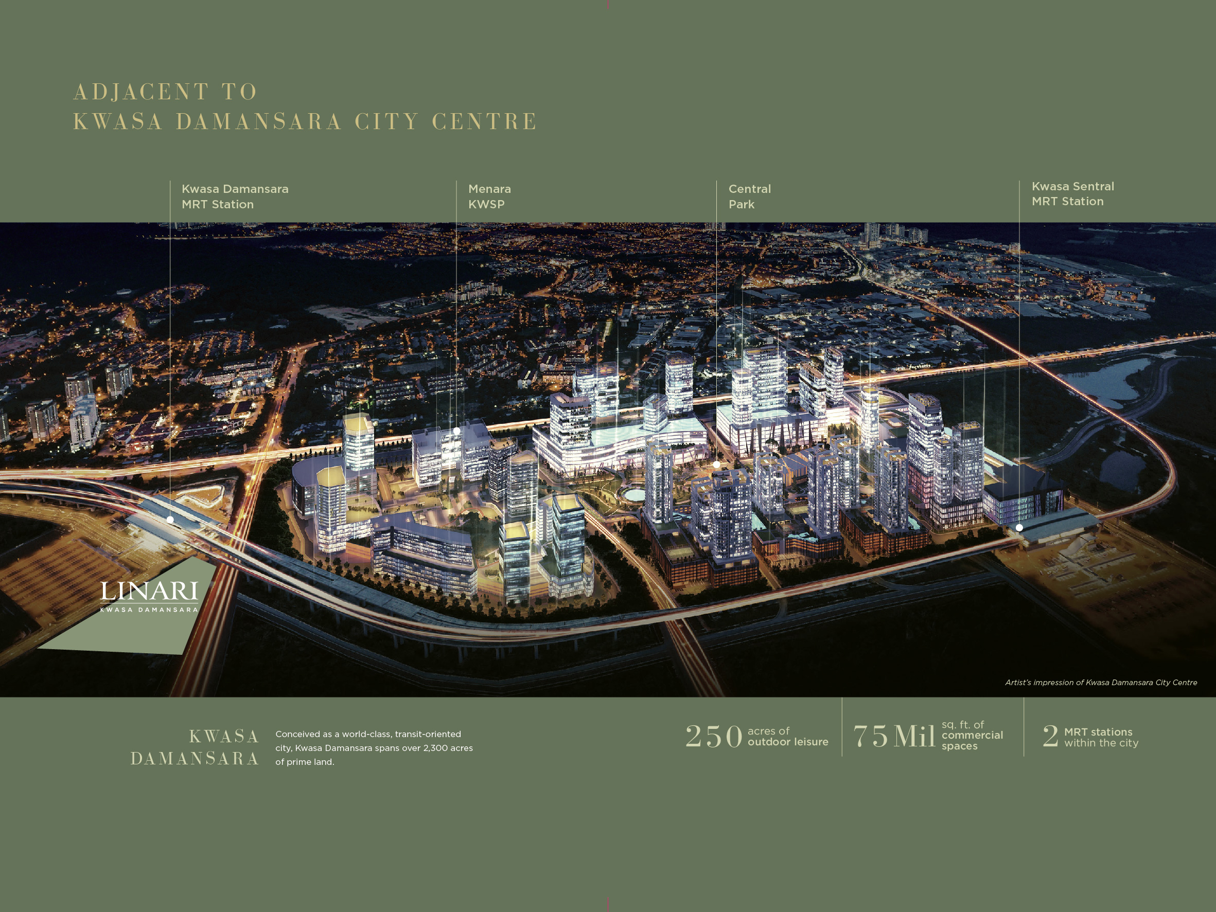 Kwasa Damansara City Centre aerial night view